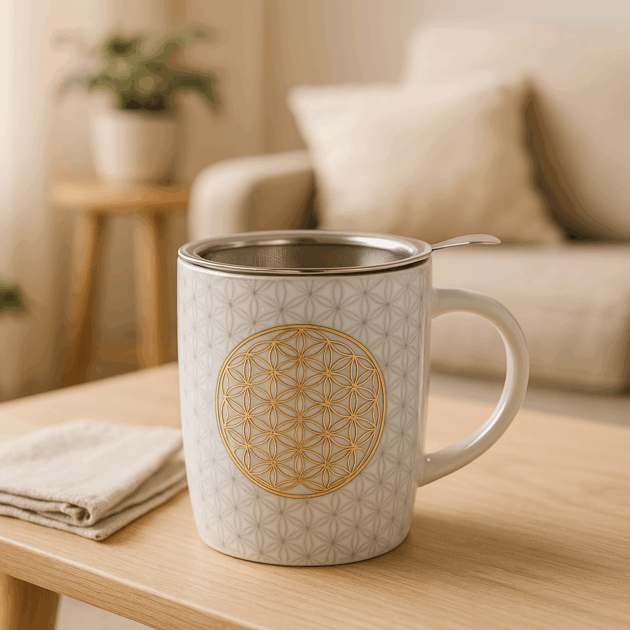 Tasse à Thé Fleur de Vie – Élégance & Énergie Sacrée – 400 ml