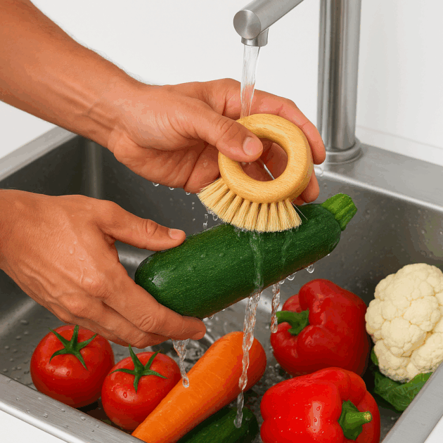 Brosse en Bambou Fruits & Légumes – Nettoyage Doux et Naturel